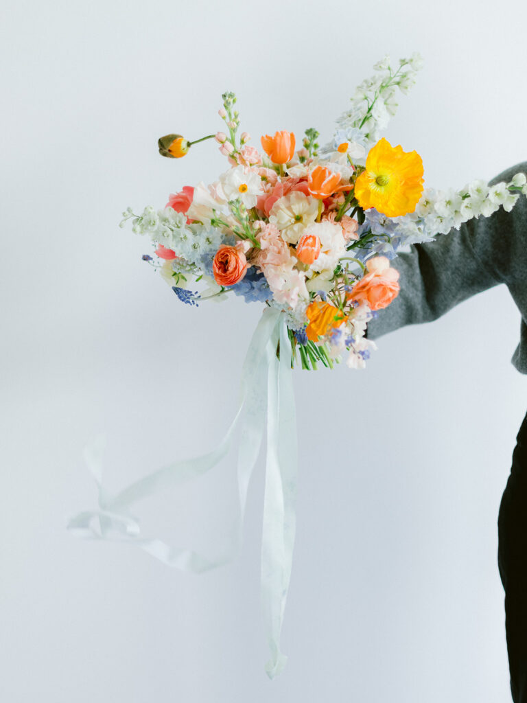 Détail d'un bouquet de mariée 